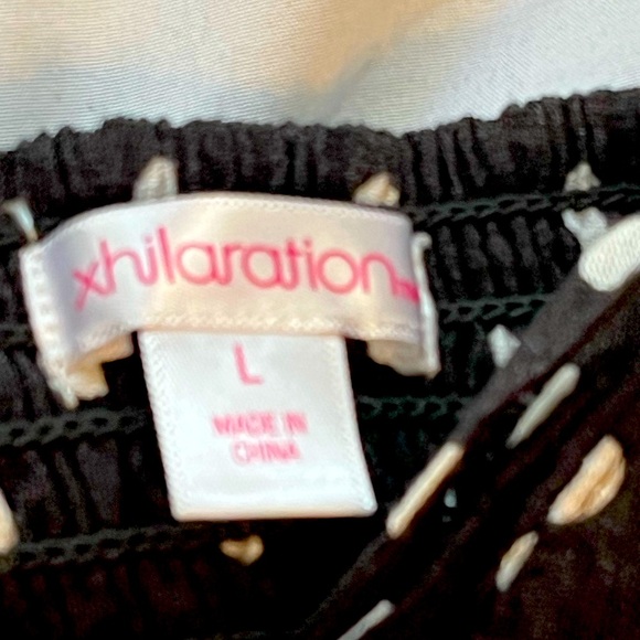 Xhilaration Black & White Polka‑Dot Tie‑Front Midi Dress, size L - Picture 2 of 4